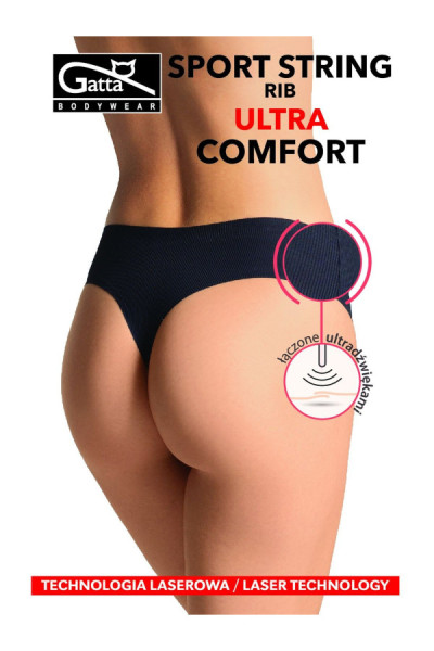 Siaurikės (stringai) Sport Ult Rib - juoda