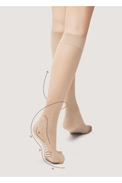 Kojinės iki kelių Glaustinukė (bodis) Care Massage 20 - smėlio