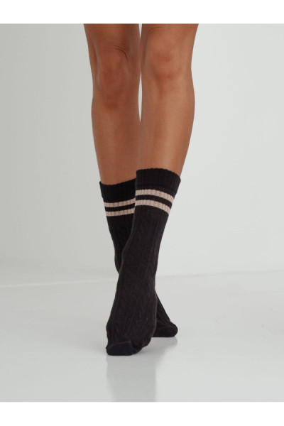 Kojinės Warkocz juostelės 1542 001 Juoda