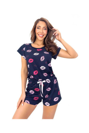 Pižama Kiss Short Mėlyna wzór